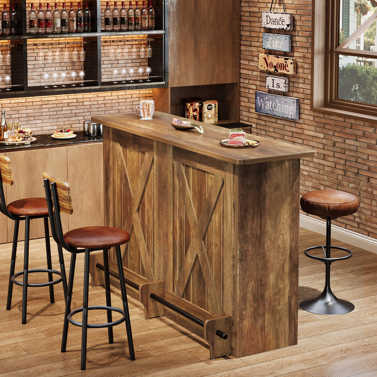 63" 2-Tier Home Bar Cabinet with Footrest