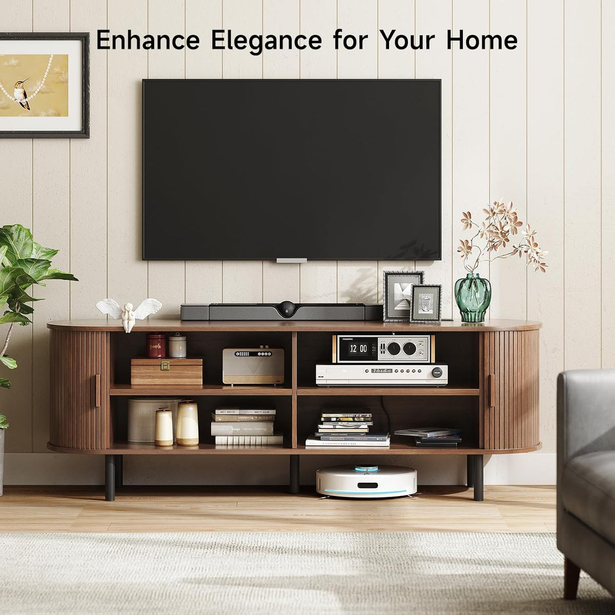 Marlow 63in Sliding Flutted Door TV Stand