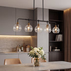 5-Light Pendant Lights, Kitchen Island Chandelier with Clear Crackle Glass Shades & Adjustable Height