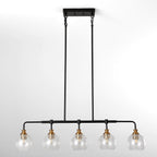 5-Light Pendant Lights, Kitchen Island Chandelier with Clear Crackle Glass Shades & Adjustable Height