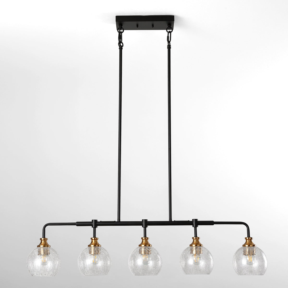 5-Light Pendant Lights, Kitchen Island Chandelier with Clear Crackle Glass Shades & Adjustable Height