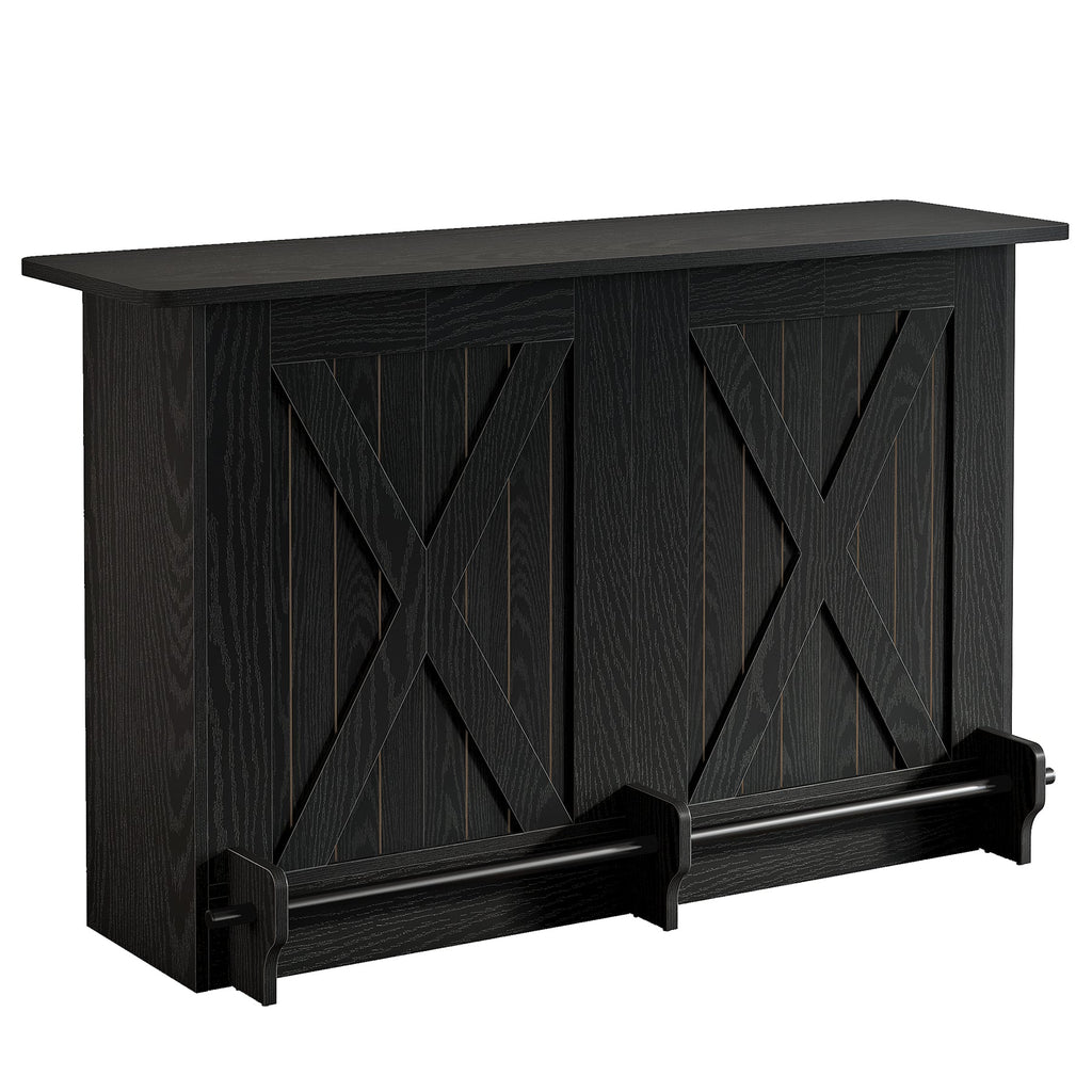 63" 2-Tier Home Bar Cabinet with Footrest