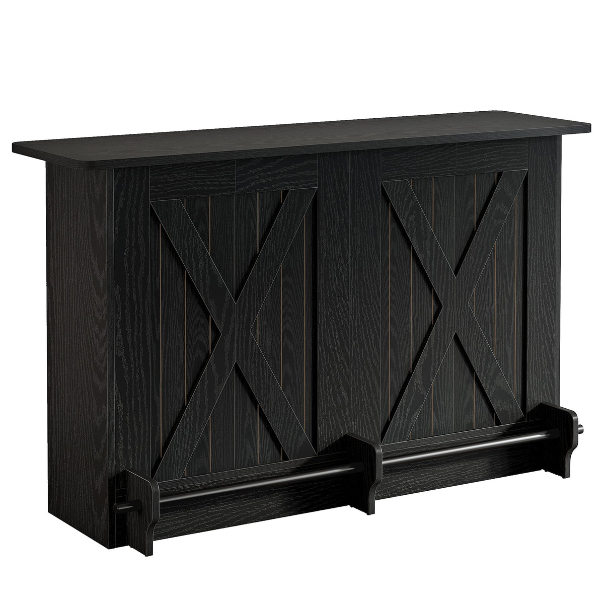 63" 2-Tier Home Bar Cabinet with Footrest