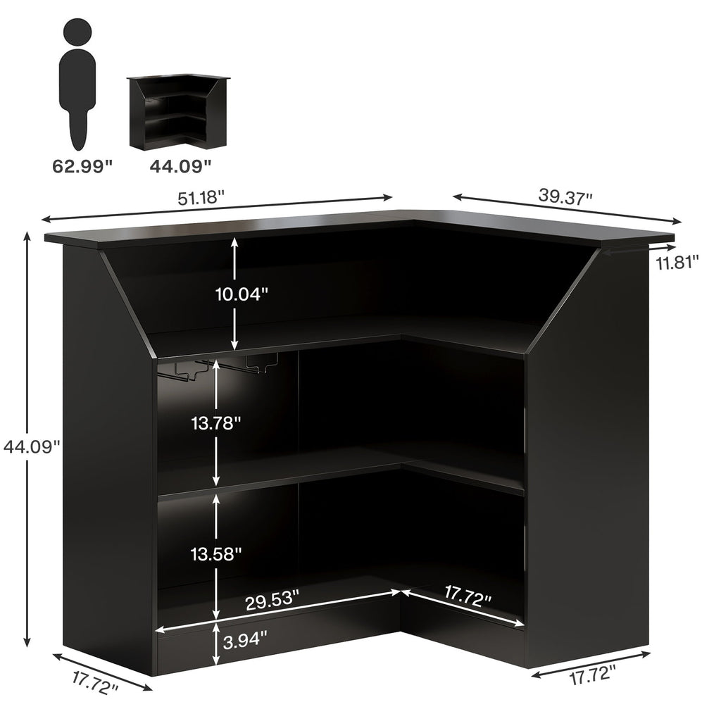 L-Shaped Home Bar Unit with 4-Tier Storage