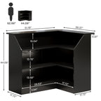 L-Shaped Home Bar Unit with 4-Tier Storage