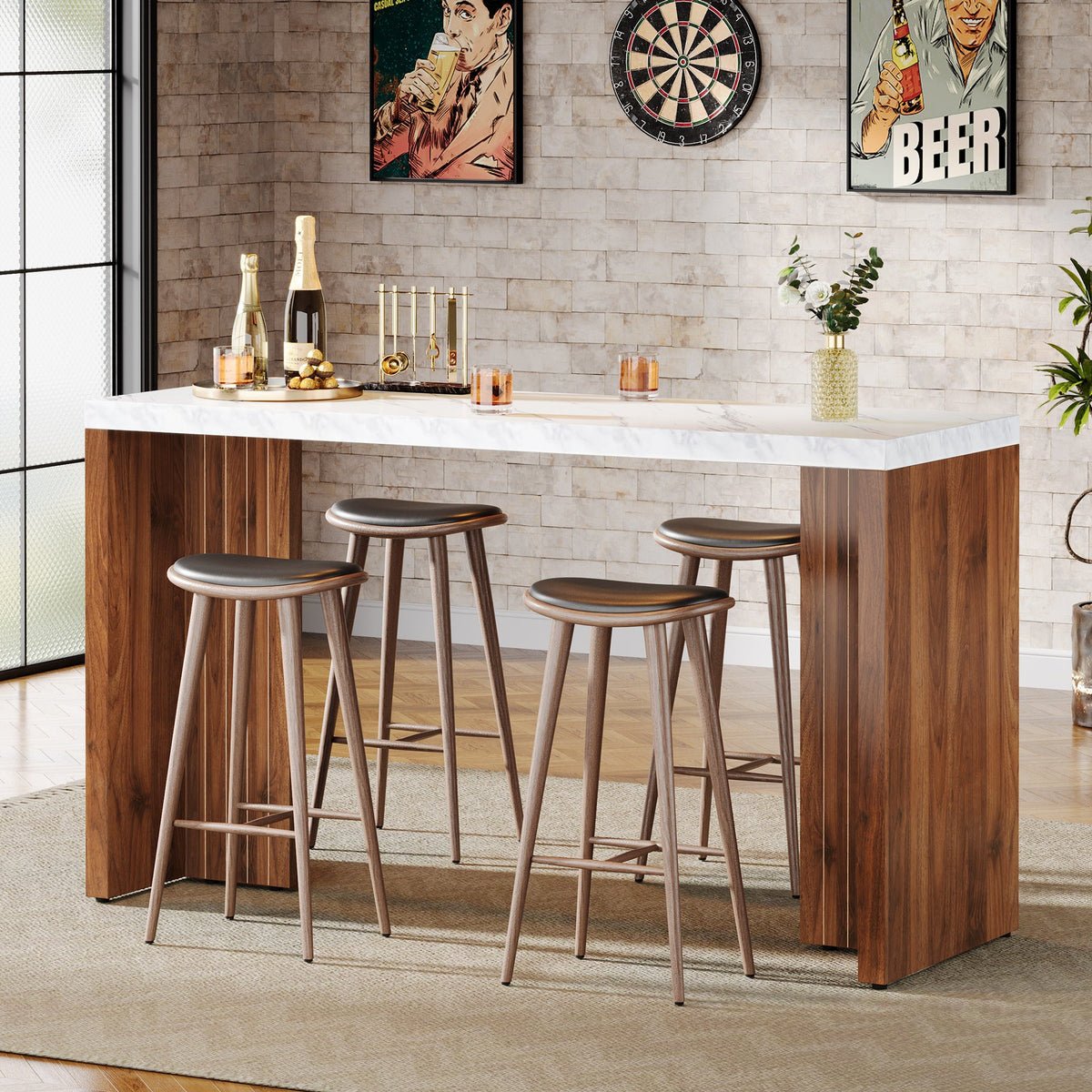 55" Modern Counter Height Bar Table
