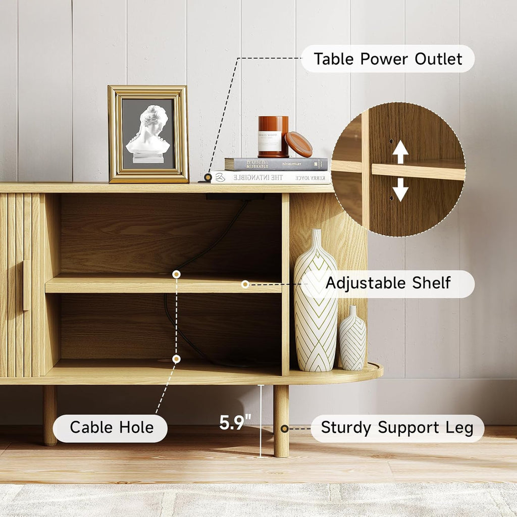 Marlow 63in Sliding Flutted Door TV Stand