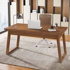 55" Mid-Century Desk with Drawer, Solid Wood Legs