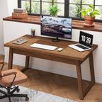 55" Mid-Century Desk with Drawer, Solid Wood Legs