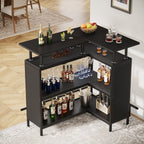L-Shaped Home Bar Unit with Glass Holders
