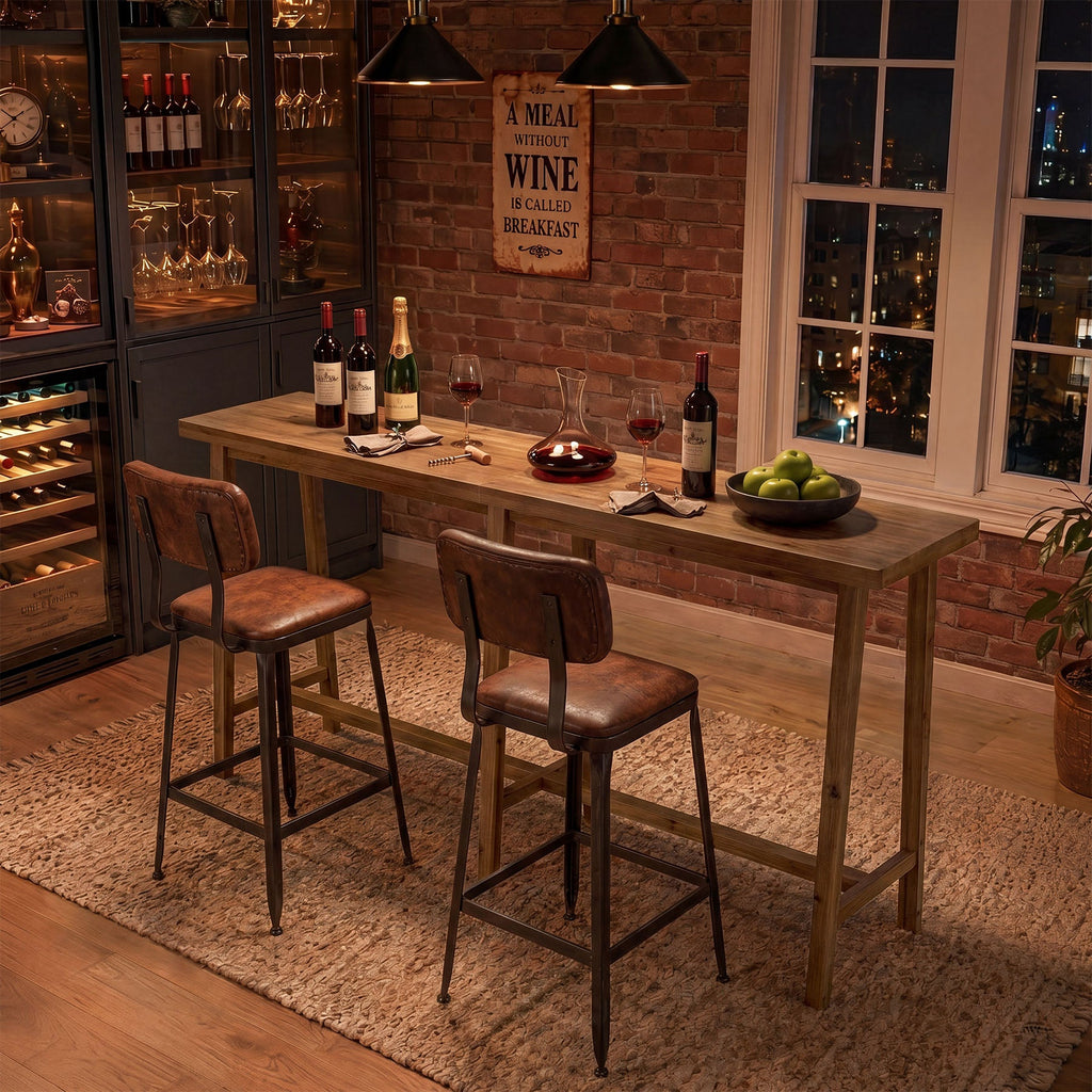 78.7" Solid Wood Rectangular Bar Table