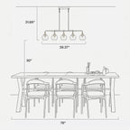 5-Light Pendant Lights, Kitchen Island Chandelier with Clear Crackle Glass Shades & Adjustable Height
