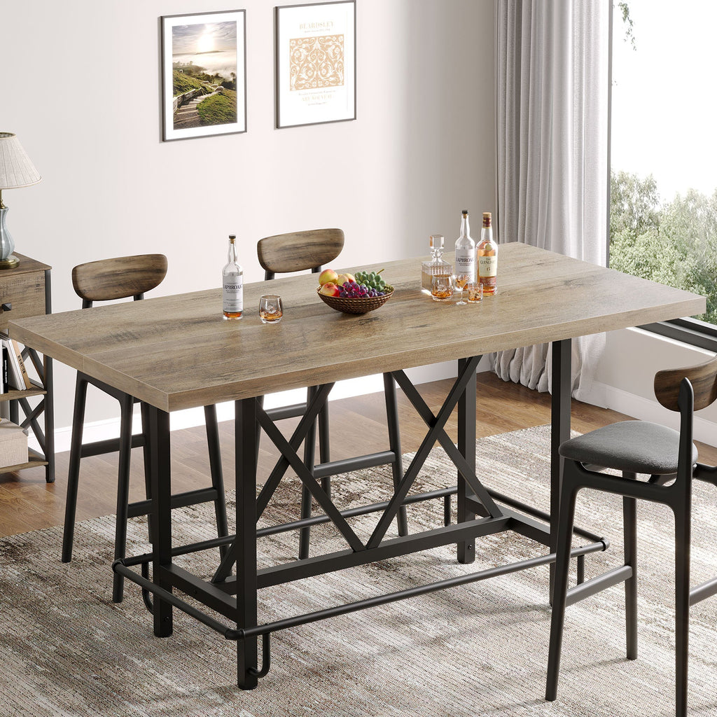 62.99" Farmhouse Counter Height Bar Table