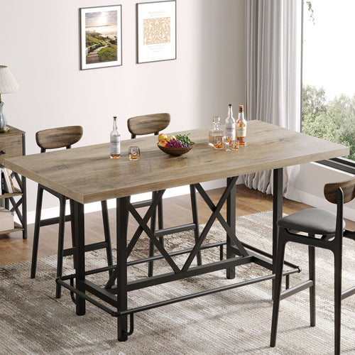 62.99" Farmhouse Counter Height Bar Table