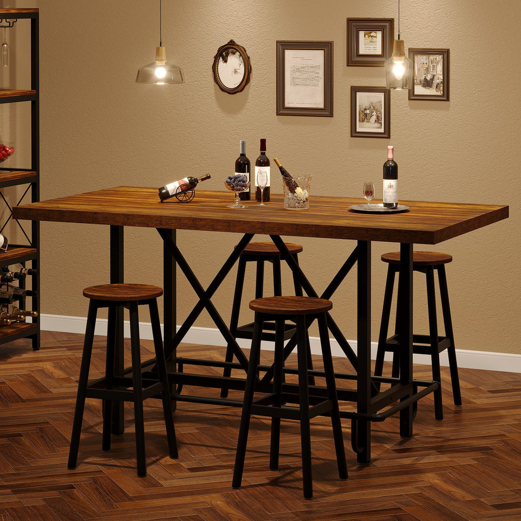 62.99" Farmhouse Counter Height Bar Table