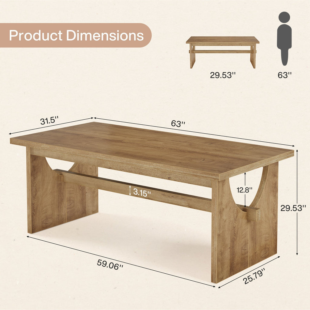 63" Farmhouse Executive Desk with Sturdy Legs
