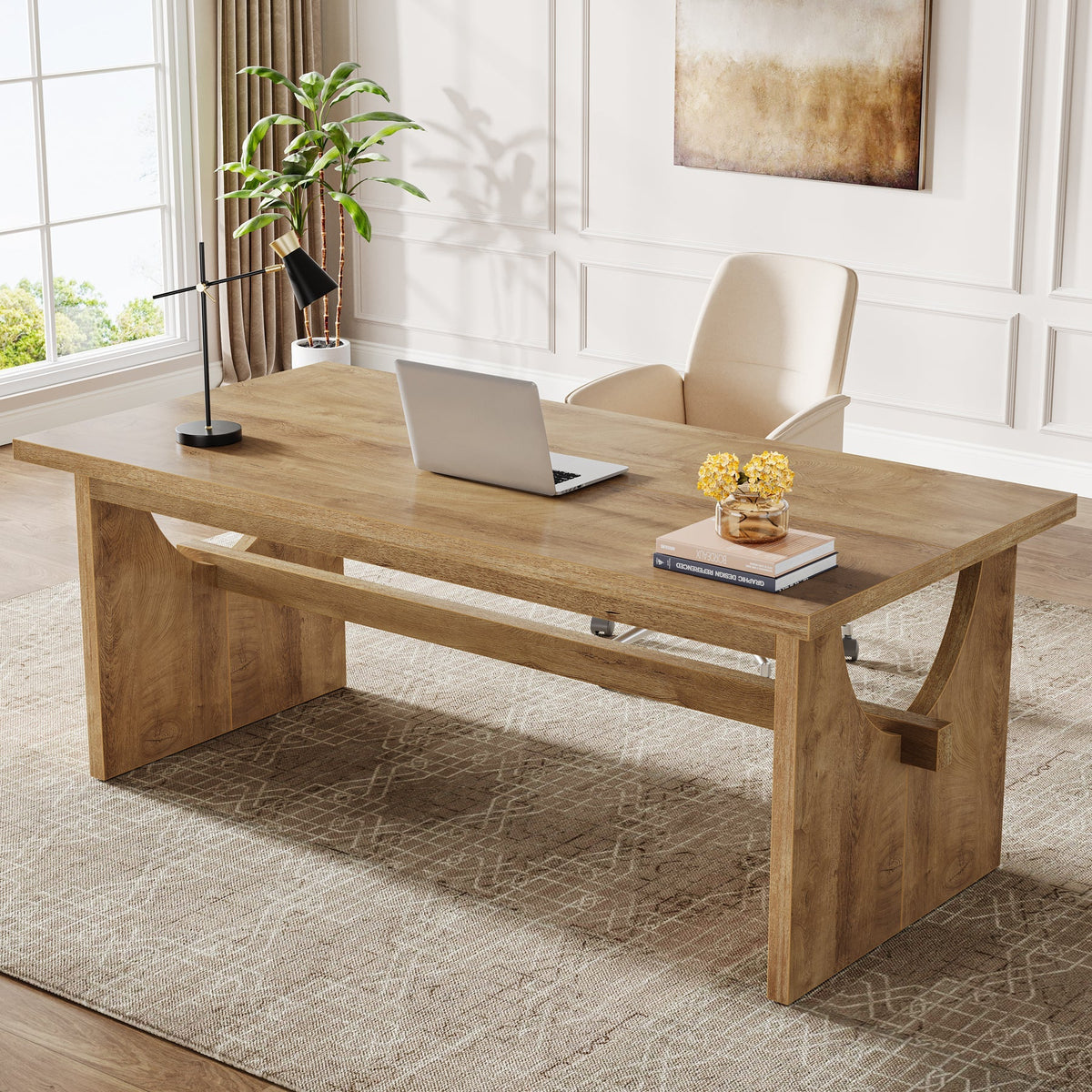 63" Farmhouse Executive Desk with Sturdy Legs