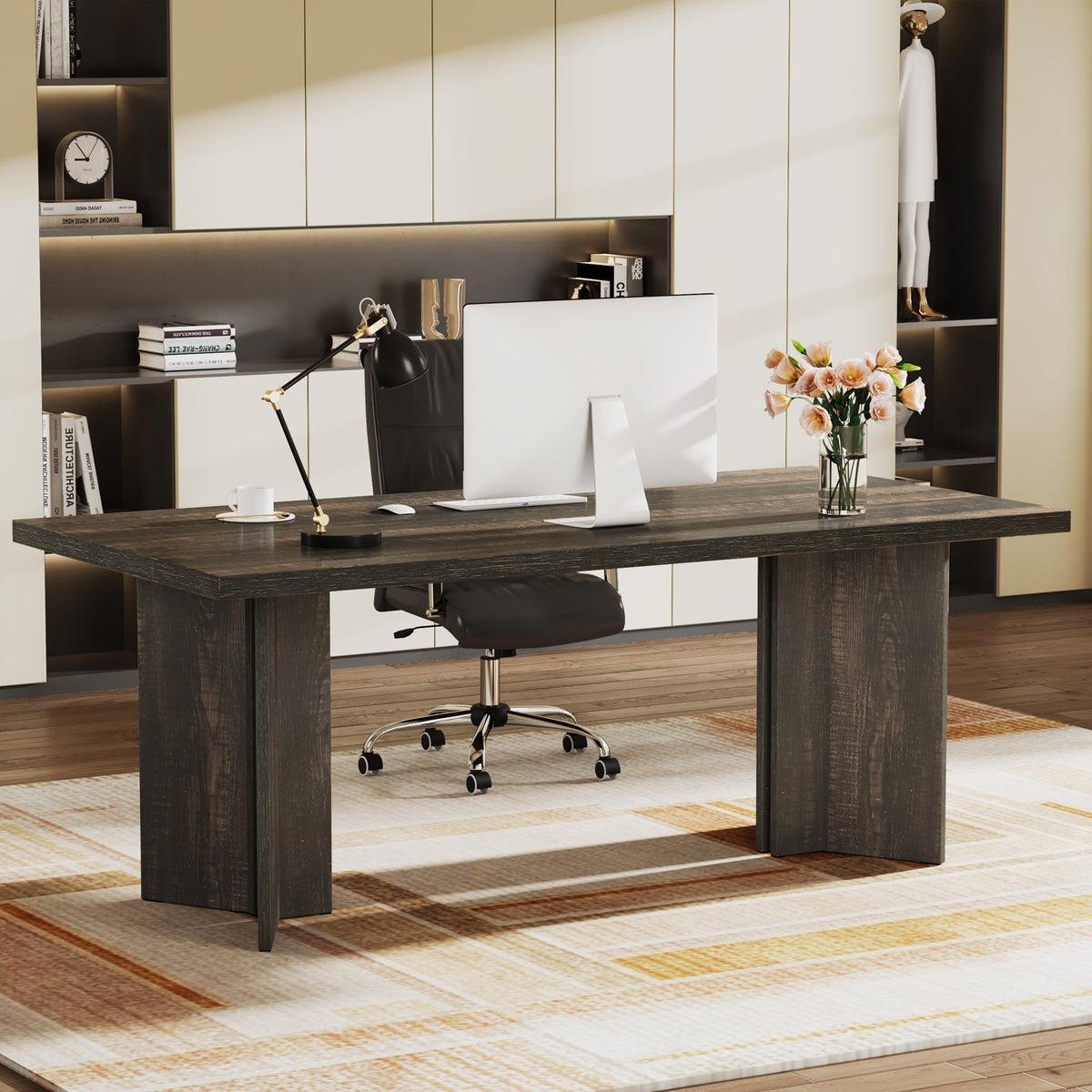 63" Farmhouse Executive Desk, Large Tabletop