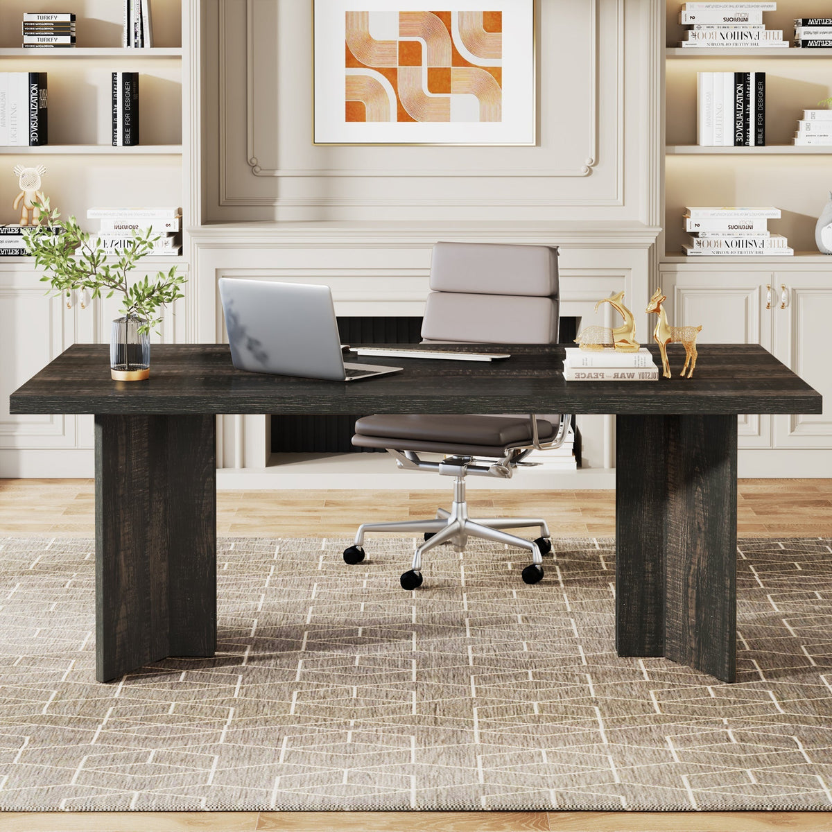 63" Farmhouse Executive Desk, Large Tabletop