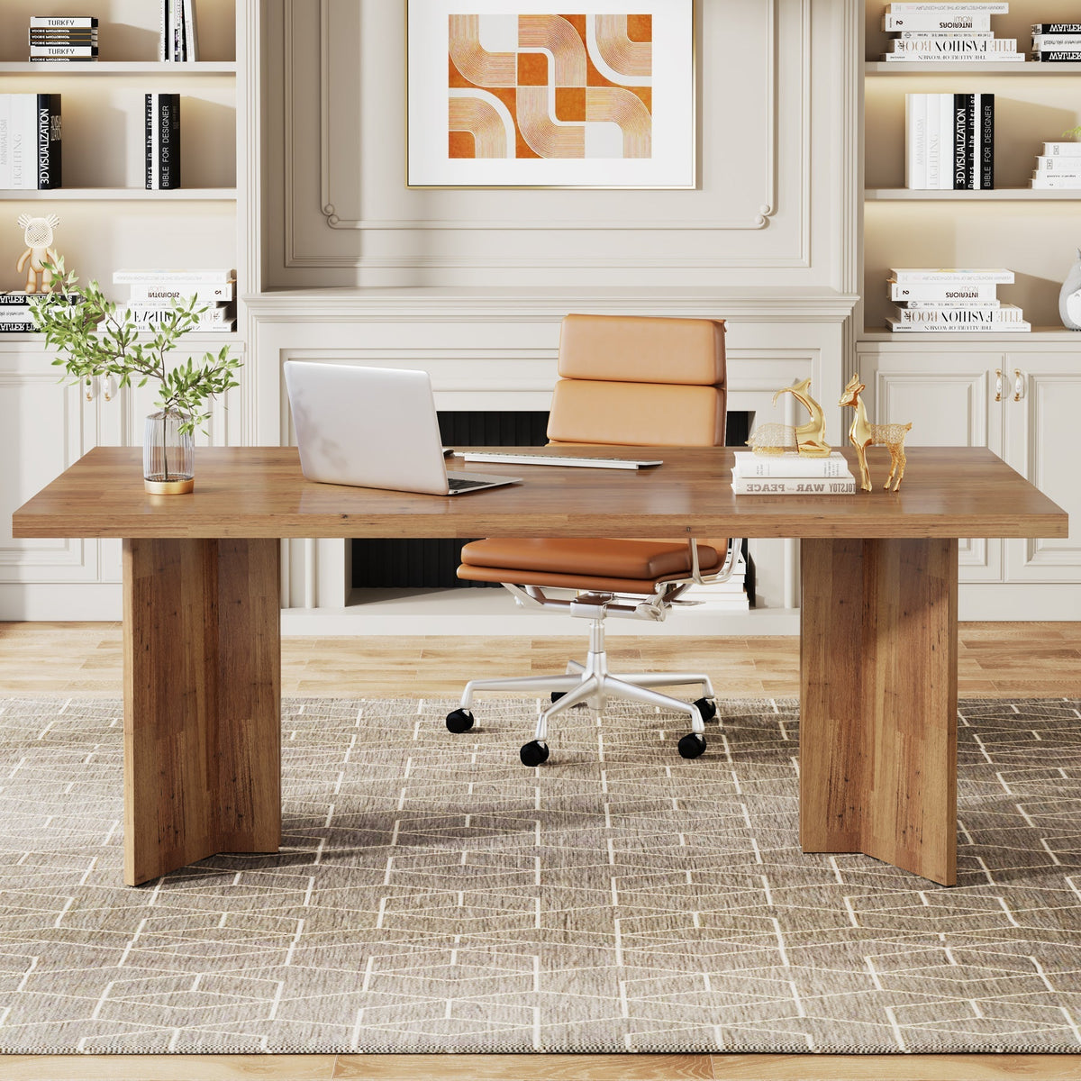 63" Farmhouse Executive Desk, Large Tabletop