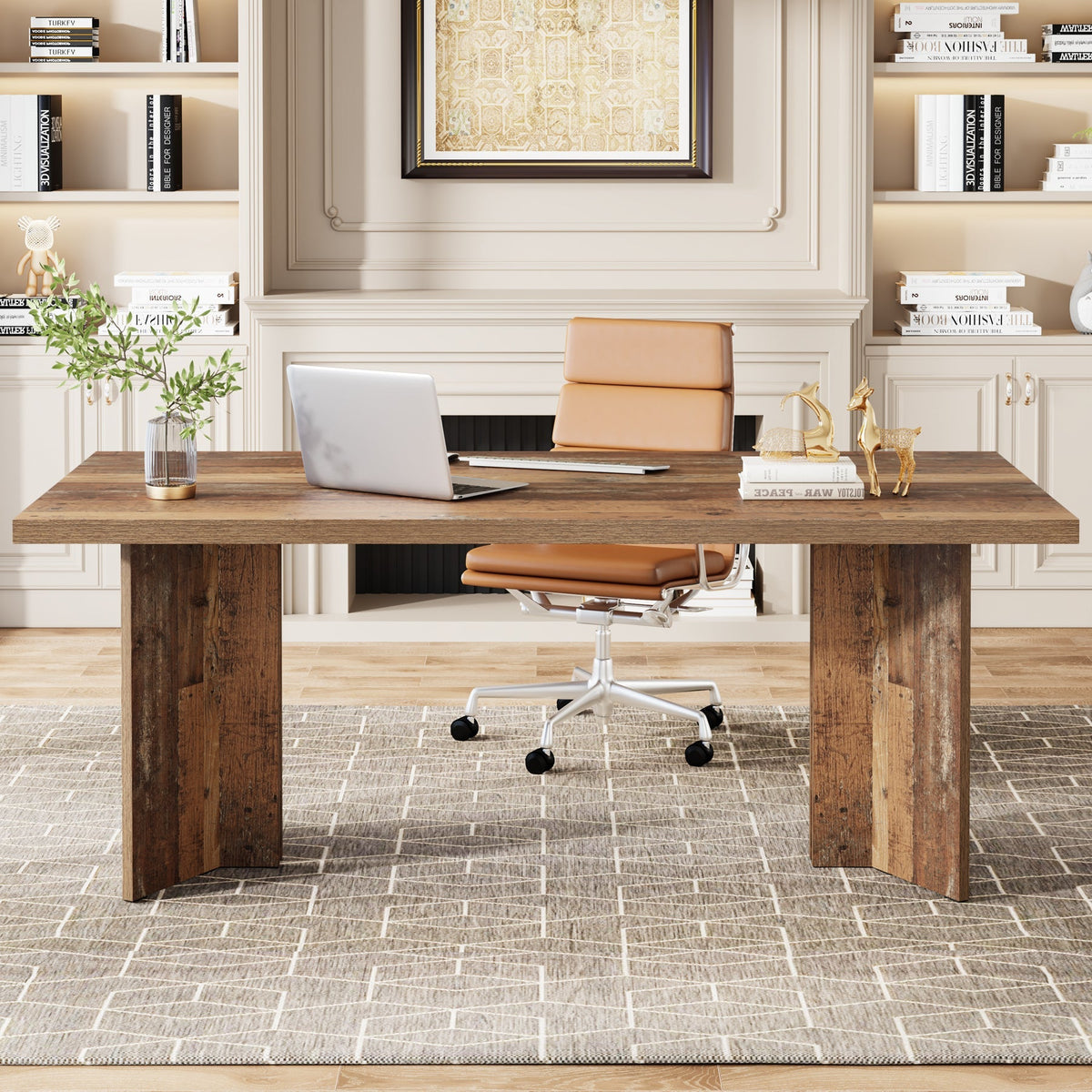 63" Farmhouse Executive Desk, Large Tabletop