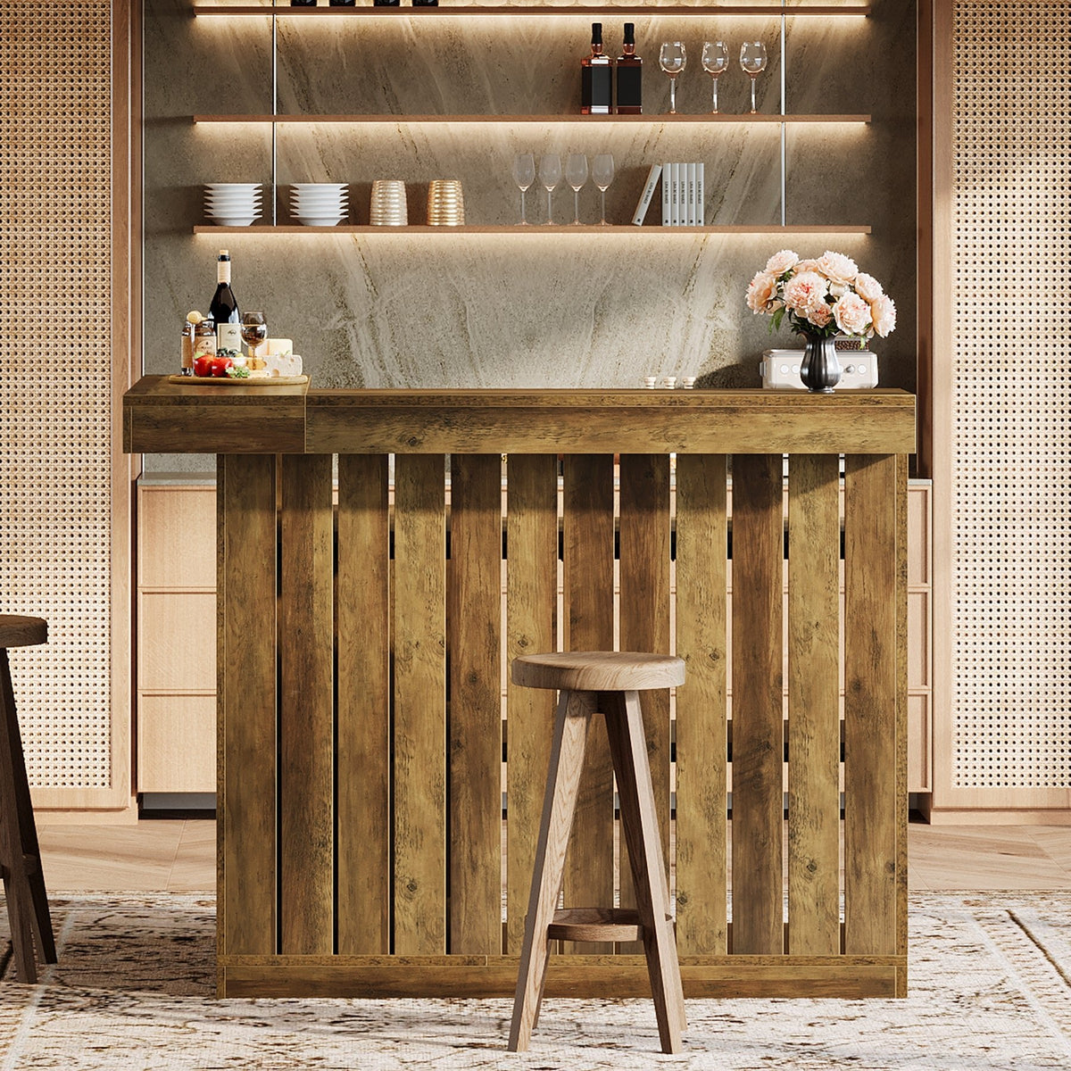 L-Shaped 4-Tier Corner Liquor Bar Table