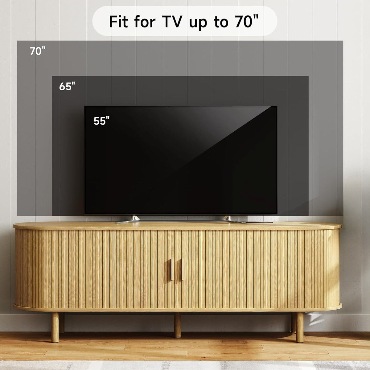 Marlow 63in Sliding Flutted Door TV Stand