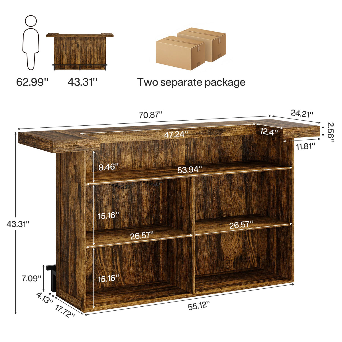 70.9" Modern Liquor Cabinet Bar Table