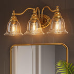 3-Light Bathroom Light Fixtures, Modern Wall Lights with Clear Glass Shade