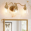 3-Light Bathroom Light Fixtures, Modern Wall Lights with Clear Glass Shade