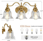 3-Light Bathroom Light Fixtures, Modern Wall Lights with Clear Glass Shade