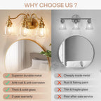 3-Light Bathroom Light Fixtures, Modern Wall Lights with Clear Glass Shade
