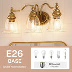 3-Light Bathroom Light Fixtures, Modern Wall Lights with Clear Glass Shade