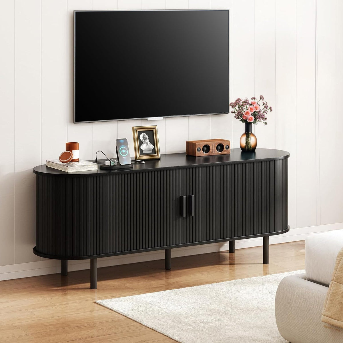Marlow 63in Sliding Flutted Door TV Stand