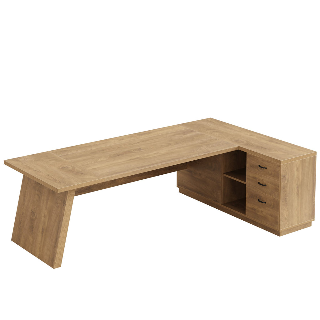 78" L-Shaped Executive Desk with File Cabinet