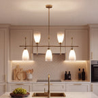 5-Light Modern Linear Chandelier, Kitchen Island Pendant Light with Gradient Frosted Glass Shades(E12 Bulbs Not Included)