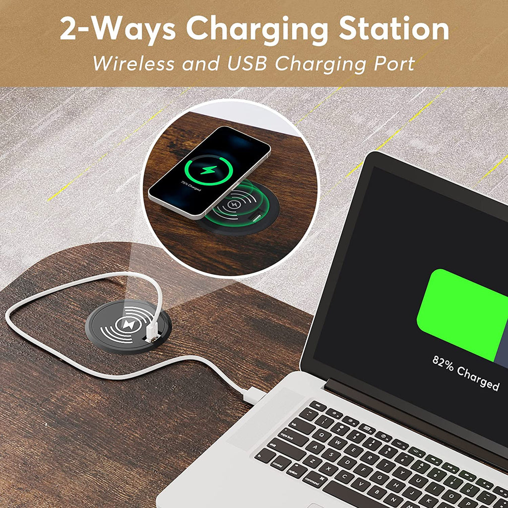 Adjustable Rolling Laptop Desk with Wireless Charging