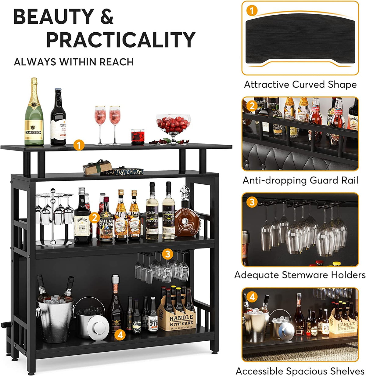 Curved Home Bar Unit with Footrest