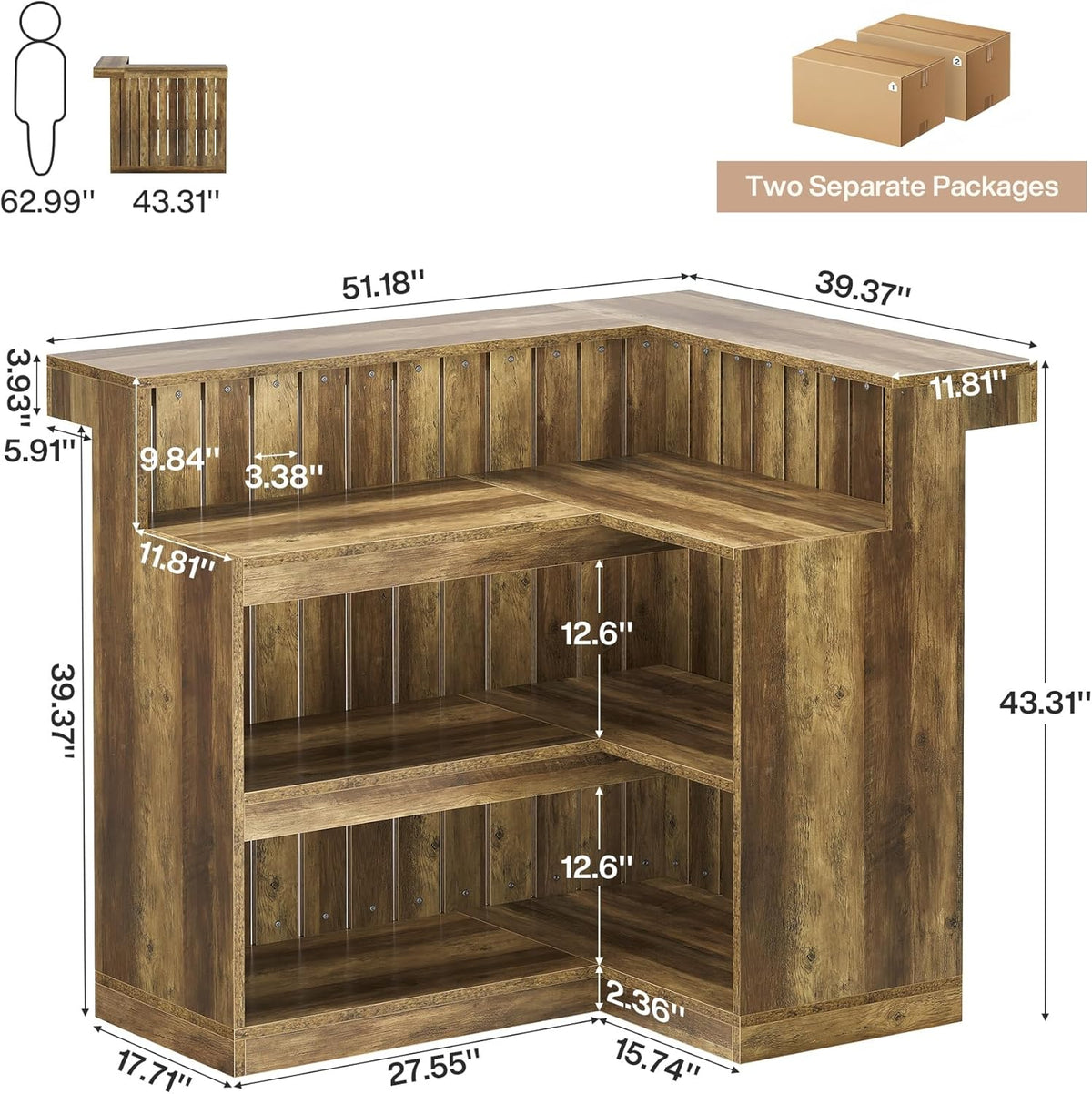 L-Shaped 4-Tier Corner Liquor Bar Table