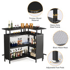L-Shaped Home Bar Unit with Glass Holders