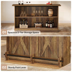 63" 2-Tier Home Bar Cabinet with Footrest