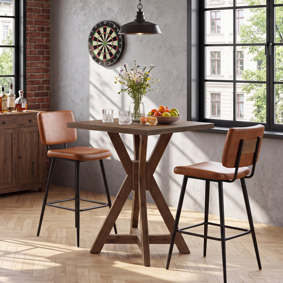 31.5" Solid Fir Wood Square Bar Table