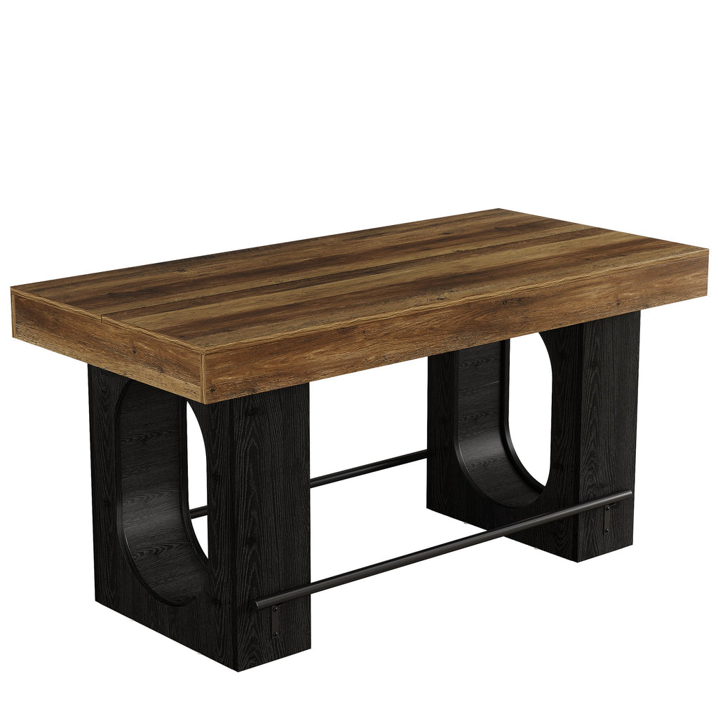 63" Industrial Bar Table with Metal Footrest