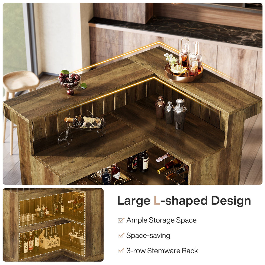 L-Shaped 4-Tier Corner Liquor Bar Table