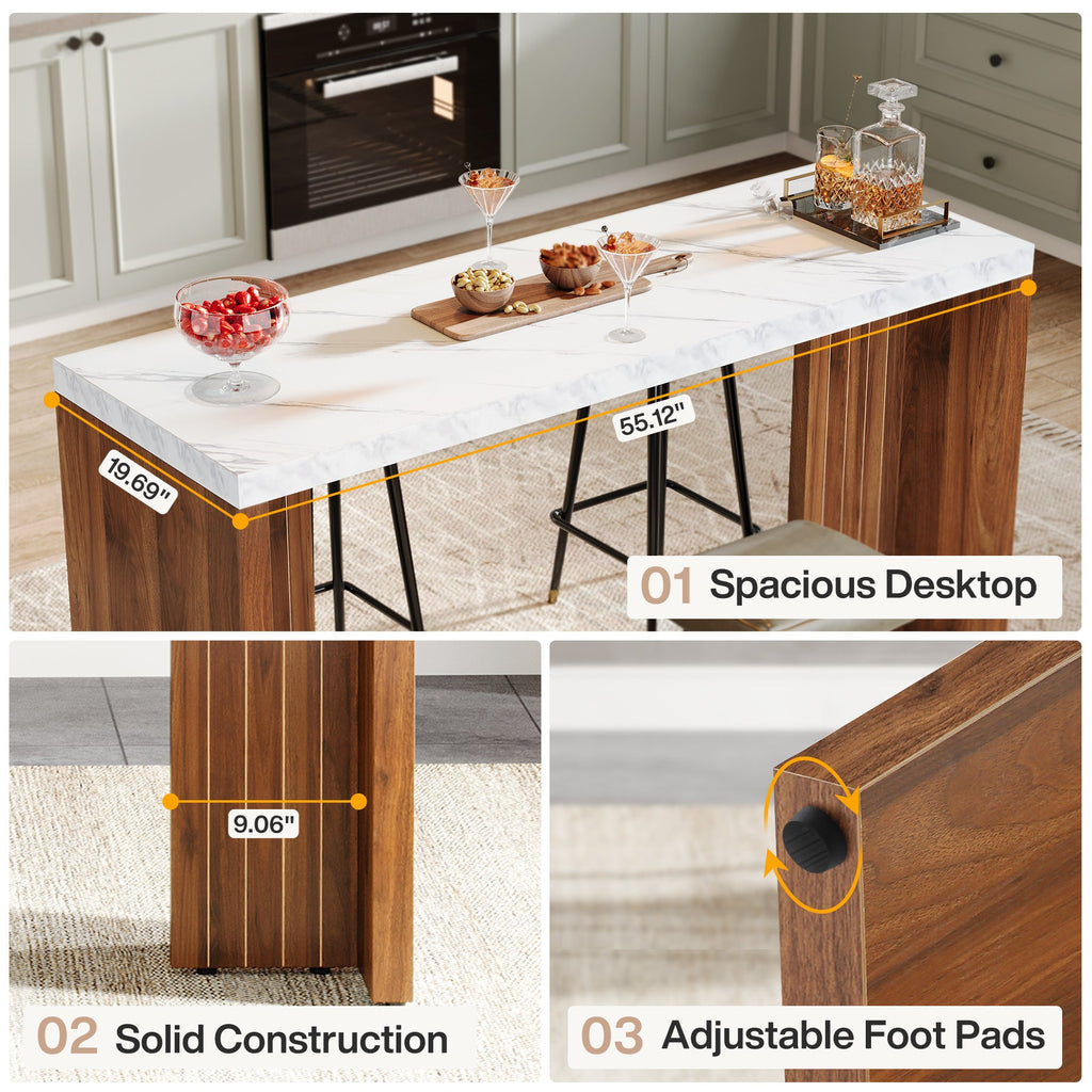 55" Modern Counter Height Bar Table