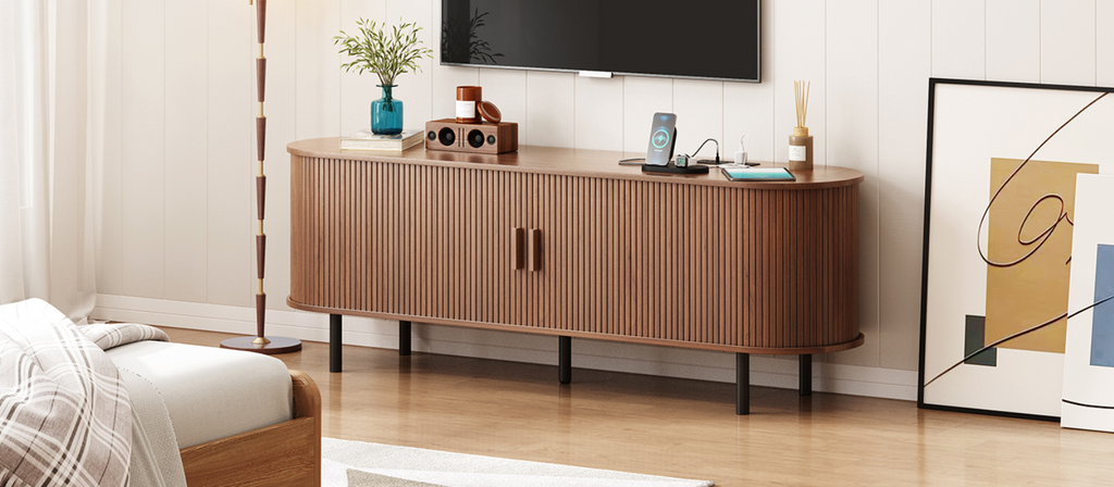 Marlow 63in Sliding Flutted Door TV Stand