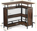 L-Shaped Home Bar Unit with Glass Holders