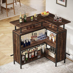 L-Shaped Home Bar Unit with Glass Holders
