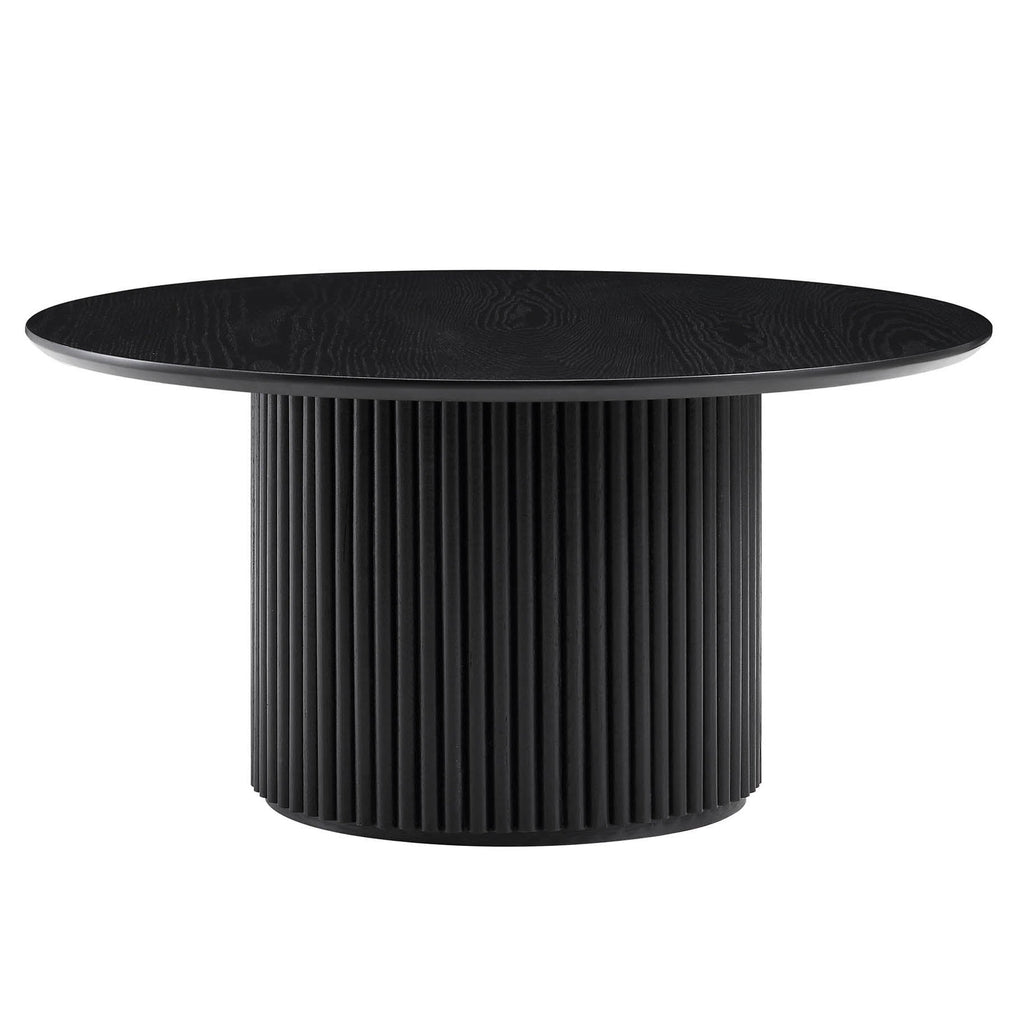 Maru Round Oak Pedestal Coffee Table — Black
