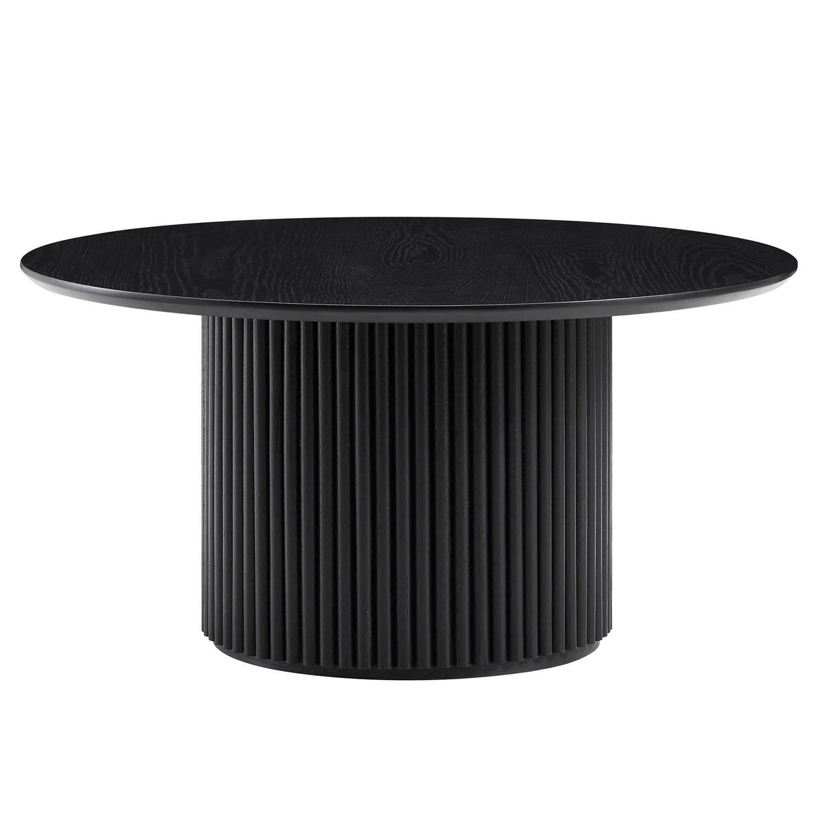 Maru Round Oak Pedestal Coffee Table — Black